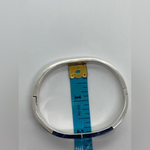 Vtg Taxco 925 Sterling Silver Lapis Pinch Bracelet TM-181 | 7” C | 1.9” D | 51g - Picture 11 of 13